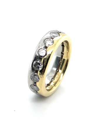 two tone diamond band ring