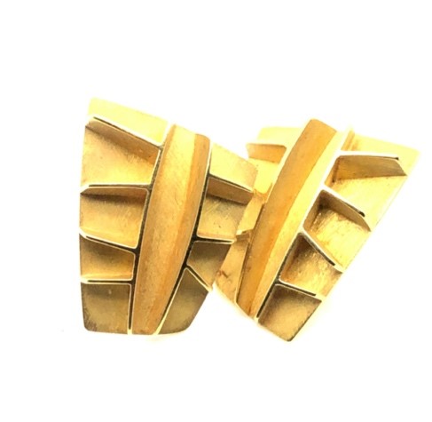 Pair of 18kt gold post earrings signed and stamped by Danish designer